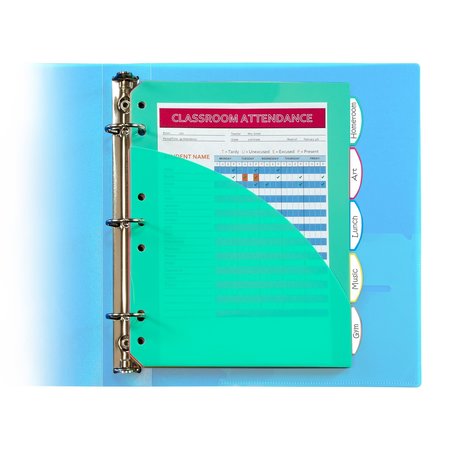 C-Line Products Mini Size 5Tab Poly Index Dividers, Assorted Colors with Slant Pockets, 5ST Set of 12 ST, 60PK 03750-BX